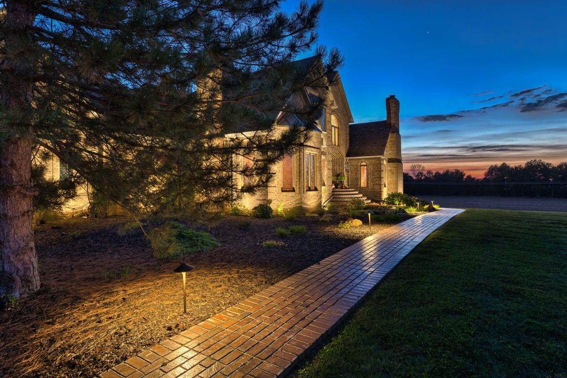 Estate Walkway at Dusk — Afterglow Landscape Lighting project