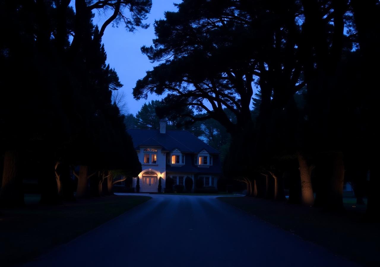 Estate Driveway before landscape lighting installation